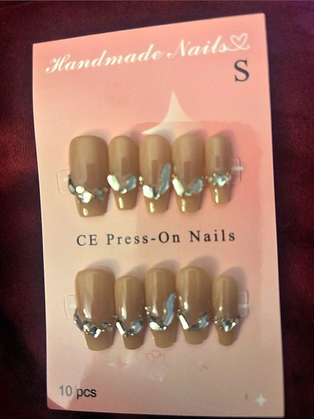 Handmade Brown & Gold Press-On Nails